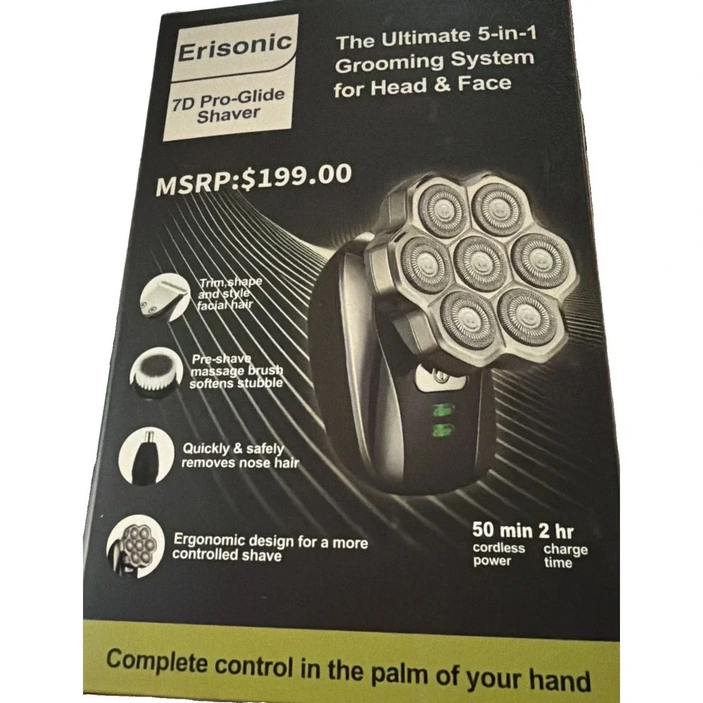 Erisonic 7D Pro-Glide Shaver 5-in-1 Head Face Grooming System